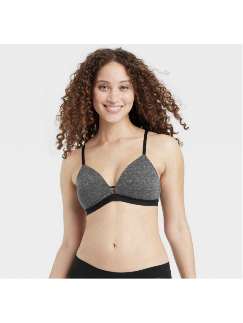Auden Gray Black Lightly Lined Wirefree T-shirt Bra Size 38DD NWT